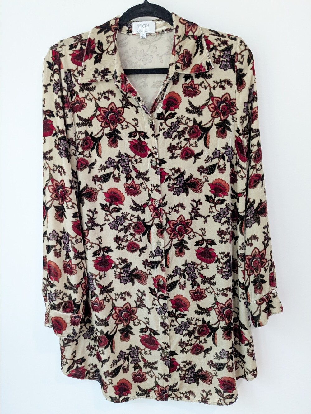 Johnny Was Jade Floral Velvet Tunic